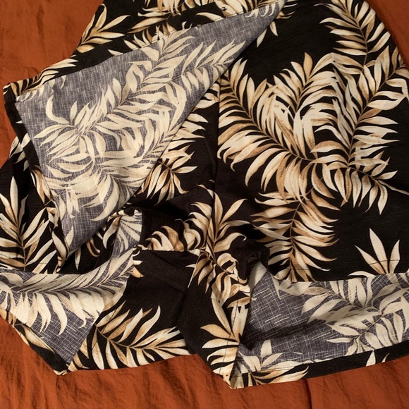 Revamped medium romper/dress with black, white, tan leaf design. Cutout back - Picture 5 of 10